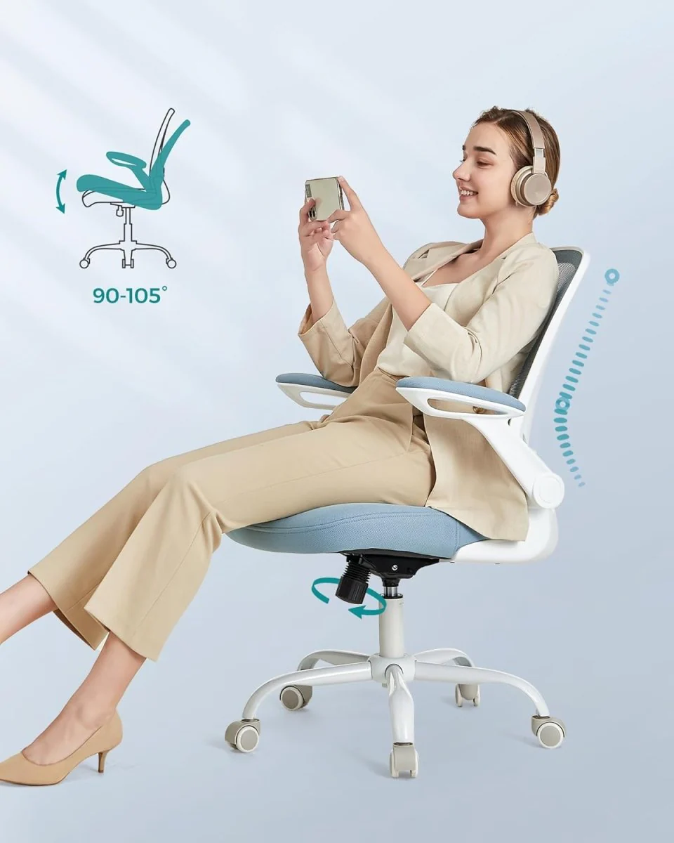 Bureaustoel met Verstelbare Armleuning - Ergonomisch Design - Mesh rugleuning - Image 7