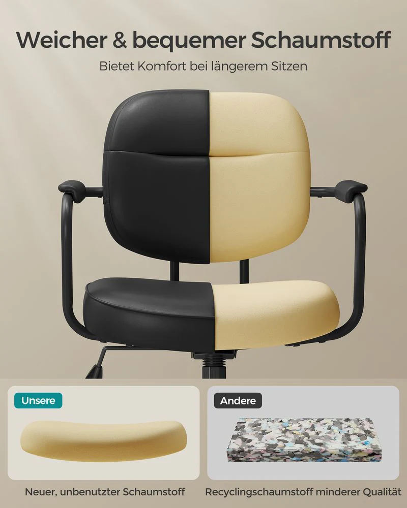 Bureaustoel Kunstleer – Ergonomisch, Draaibaar en in Hoogte Verstelbaar – Met Schommelfunctie en Brede Armleuningen - Image 12