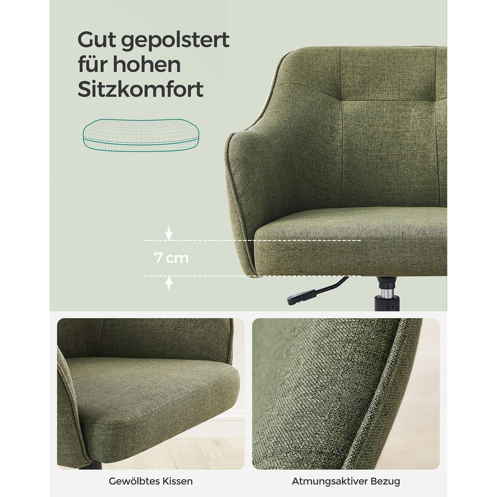 Bureaustoel met Armleuningen – In Hoogte Verstelbaar – Comfortabele Bekleding – 64 cm Breed - Image 14