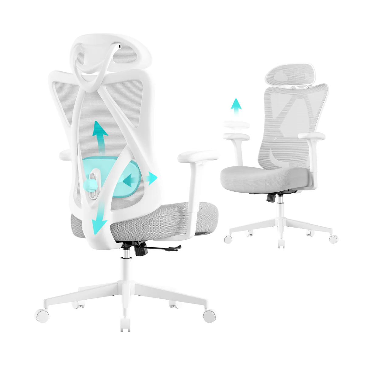 Ergonomische Bureaustoel – Verstelbare Hoofdsteun En Lendensteun – Mesh Office Chair – Belastbaar Tot 150 kg - Image 3