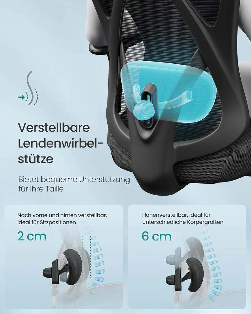 Ergonomische Bureaustoel – Verstelbare Hoofdsteun En Lendensteun – Mesh Office Chair – Belastbaar Tot 150 kg - Image 8