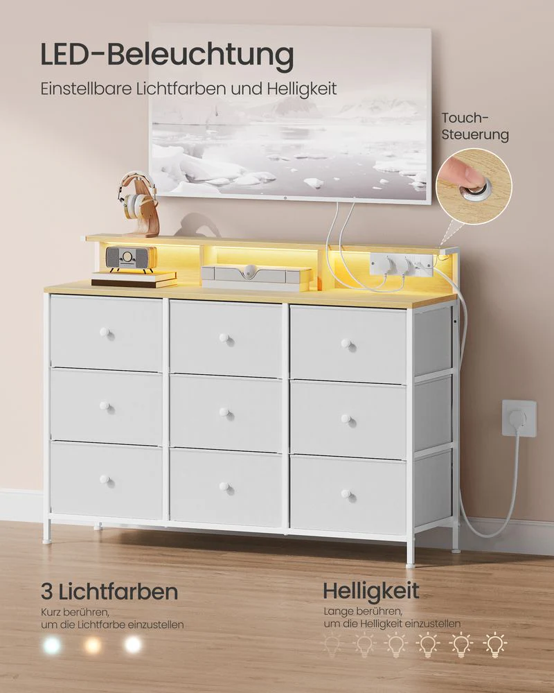 Commode met USB & Stopcontact - Ladekast met LED-verlichting - Image 4