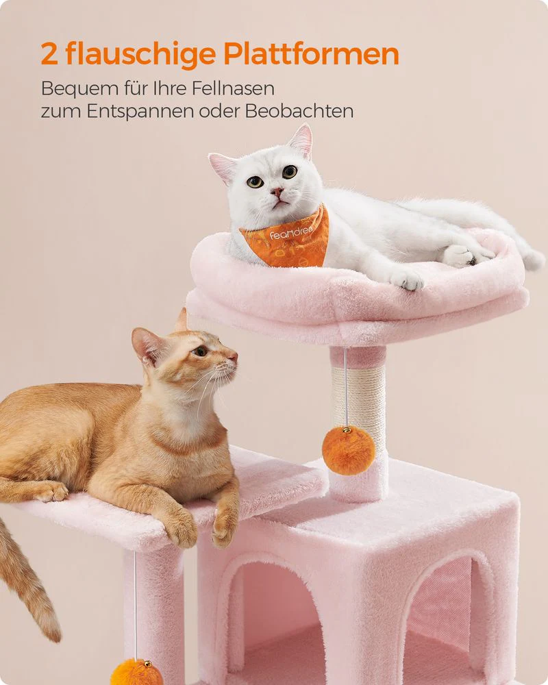 Compacte Krabpaal Van – Kattenboom met Hangmat, Krabpalen en Speelballen Voor Meerdere Katten - Image 10