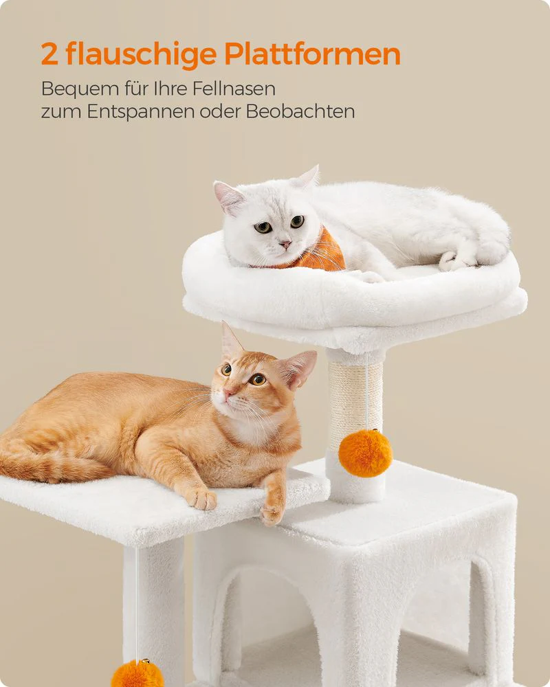 Compacte Krabpaal Van – Kattenboom met Hangmat, Krabpalen en Speelballen Voor Meerdere Katten - Image 13