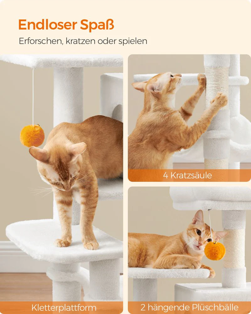 Compacte Krabpaal Van – Kattenboom met Hangmat, Krabpalen en Speelballen Voor Meerdere Katten - Image 15