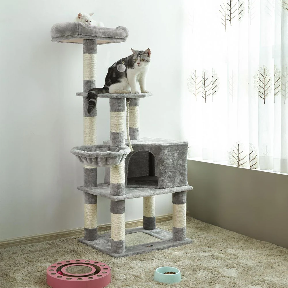 Compacte Krabpaal Van – Kattenboom met Hangmat, Krabpalen en Speelballen Voor Meerdere Katten - Image 18