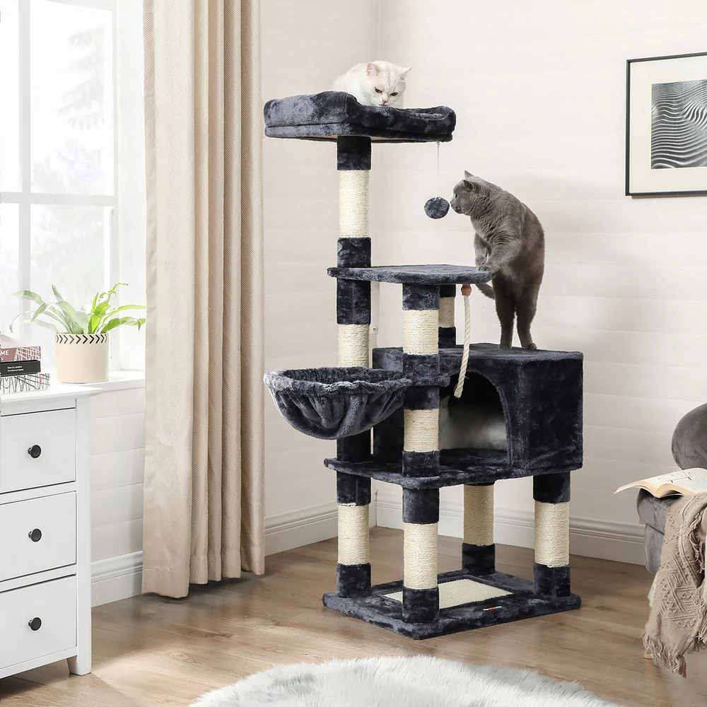 Compacte Krabpaal Van – Kattenboom met Hangmat, Krabpalen en Speelballen Voor Meerdere Katten - Image 24