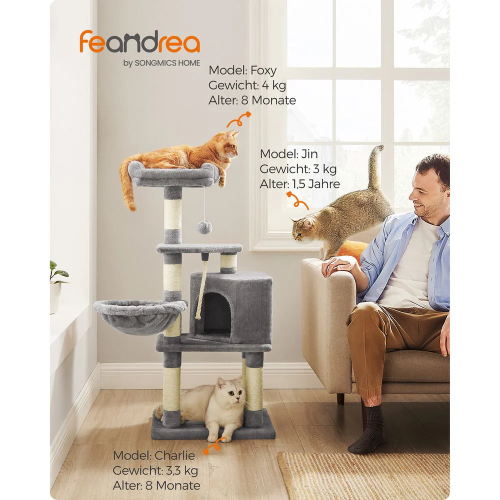 Compacte Krabpaal Van – Kattenboom met Hangmat, Krabpalen en Speelballen Voor Meerdere Katten - Image 28