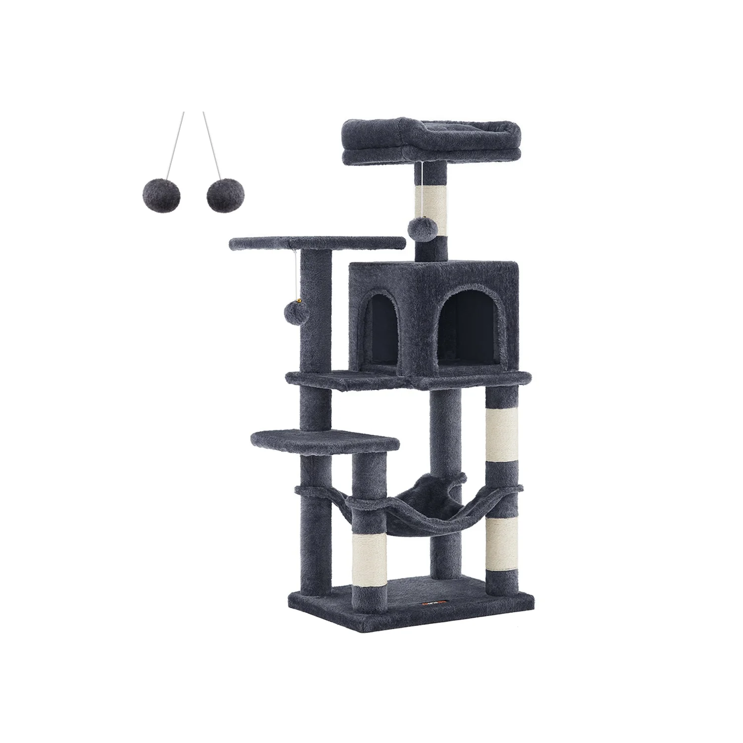 Compacte Krabpaal Van – Kattenboom met Hangmat, Krabpalen en Speelballen Voor Meerdere Katten - Image 4