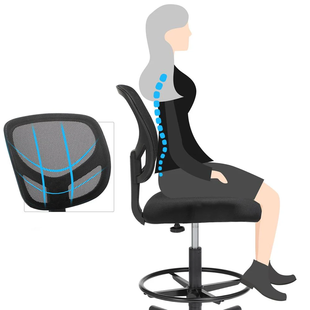 Ergonomische Hoge Bureaustoel met Verstelbare Voetsteun - Zonder Armleuning - Image 5