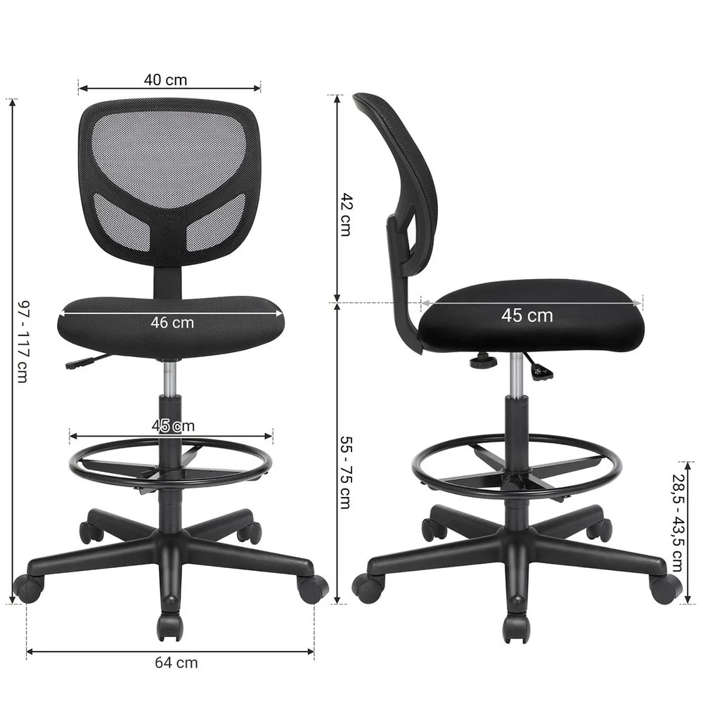 Ergonomische Hoge Bureaustoel met Verstelbare Voetsteun - Zonder Armleuning - Image 6