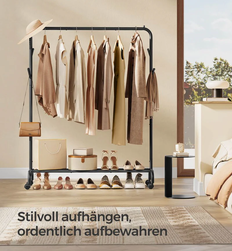 Verrijdbare Kledingstandaard met Haken en Legplank – Stabiel Staal - 50 kg Draagvermogen - Image 5