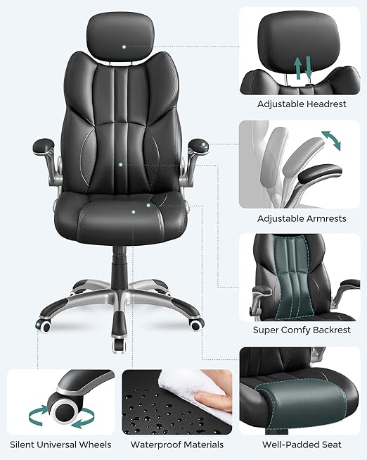 Ergonomische Directeur Stoel - Bureaustoel Leder - Belastbaar tot 150 kg - Image 4