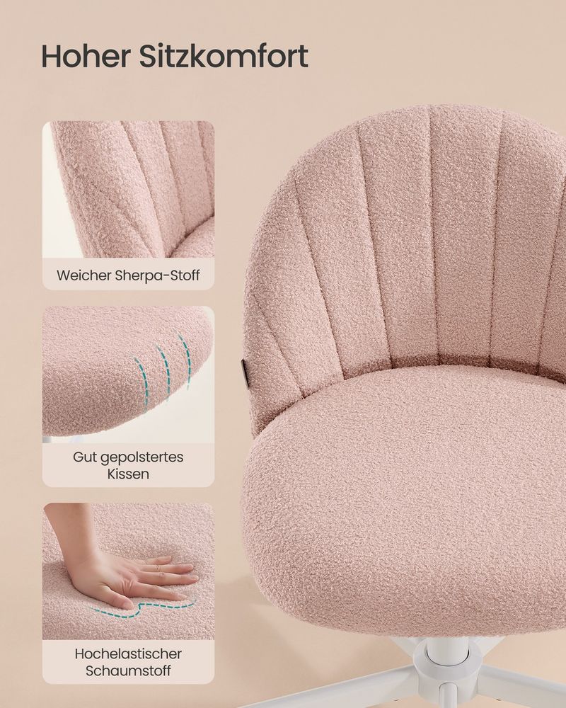 Draaistoel – Compact Ontwerp – Fleece Bekleding – In Hoogte Verstelbaar – 360° Wielen – Ergonomische Rugleuning - Image 6