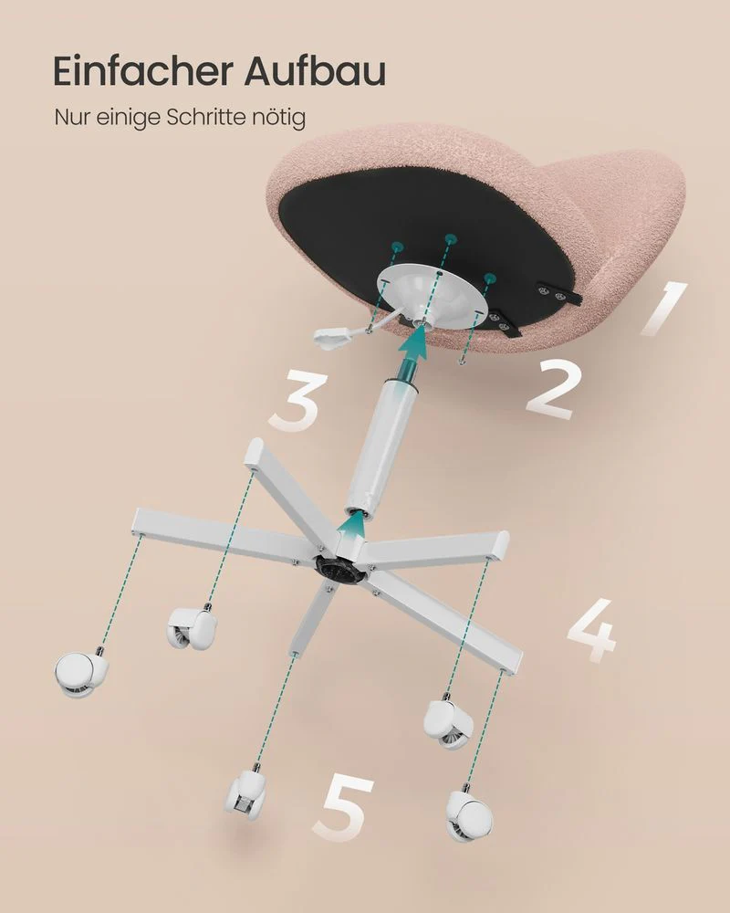 Draaistoel – Compact Ontwerp – Fleece Bekleding – In Hoogte Verstelbaar – 360° Wielen – Ergonomische Rugleuning - Image 8