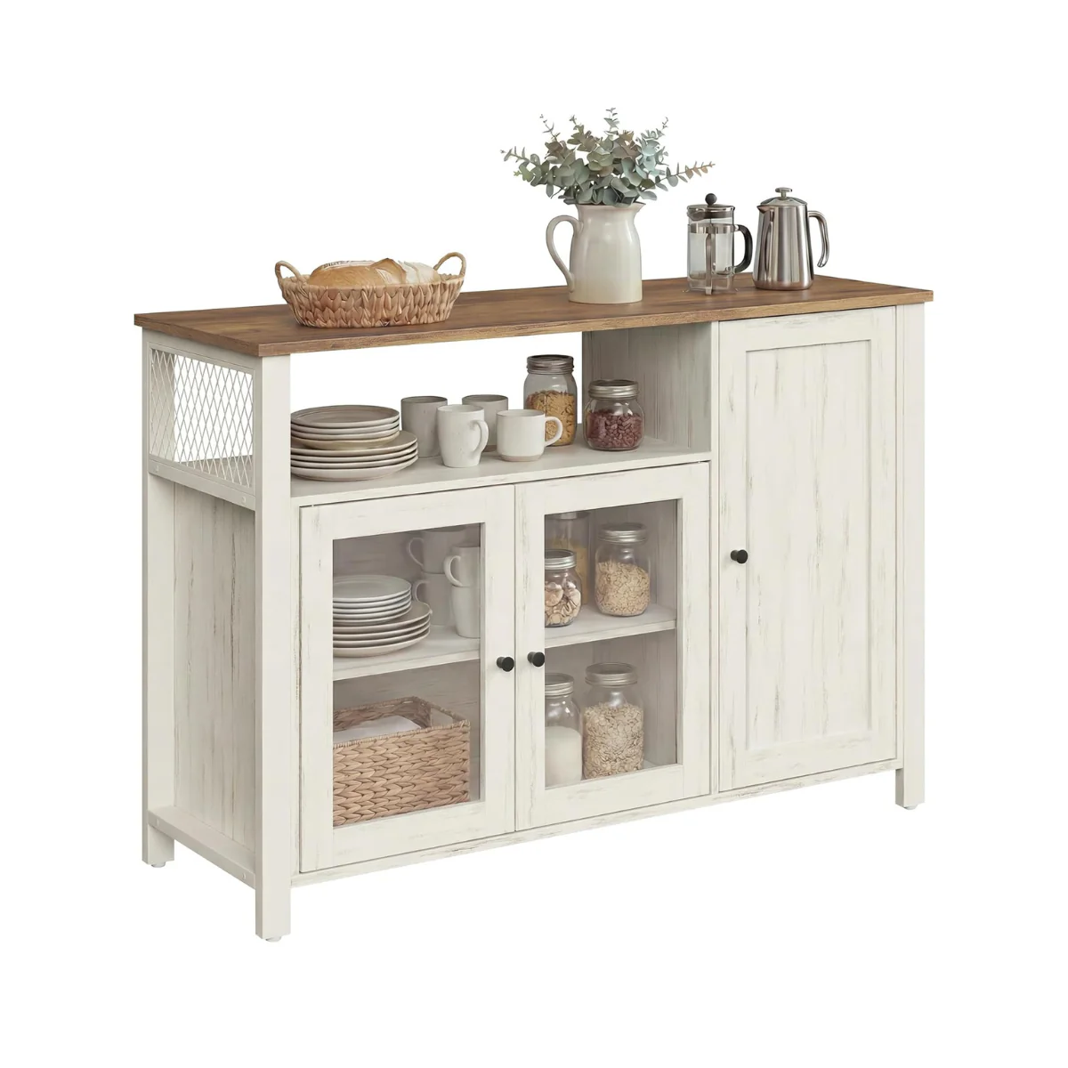 Dressoir – Keukenkast Met 3 Deuren – Opbergkast Voor Woonkamer, Eetkamer Of Keuken – Landelijke Stijl – 110 cm Breed