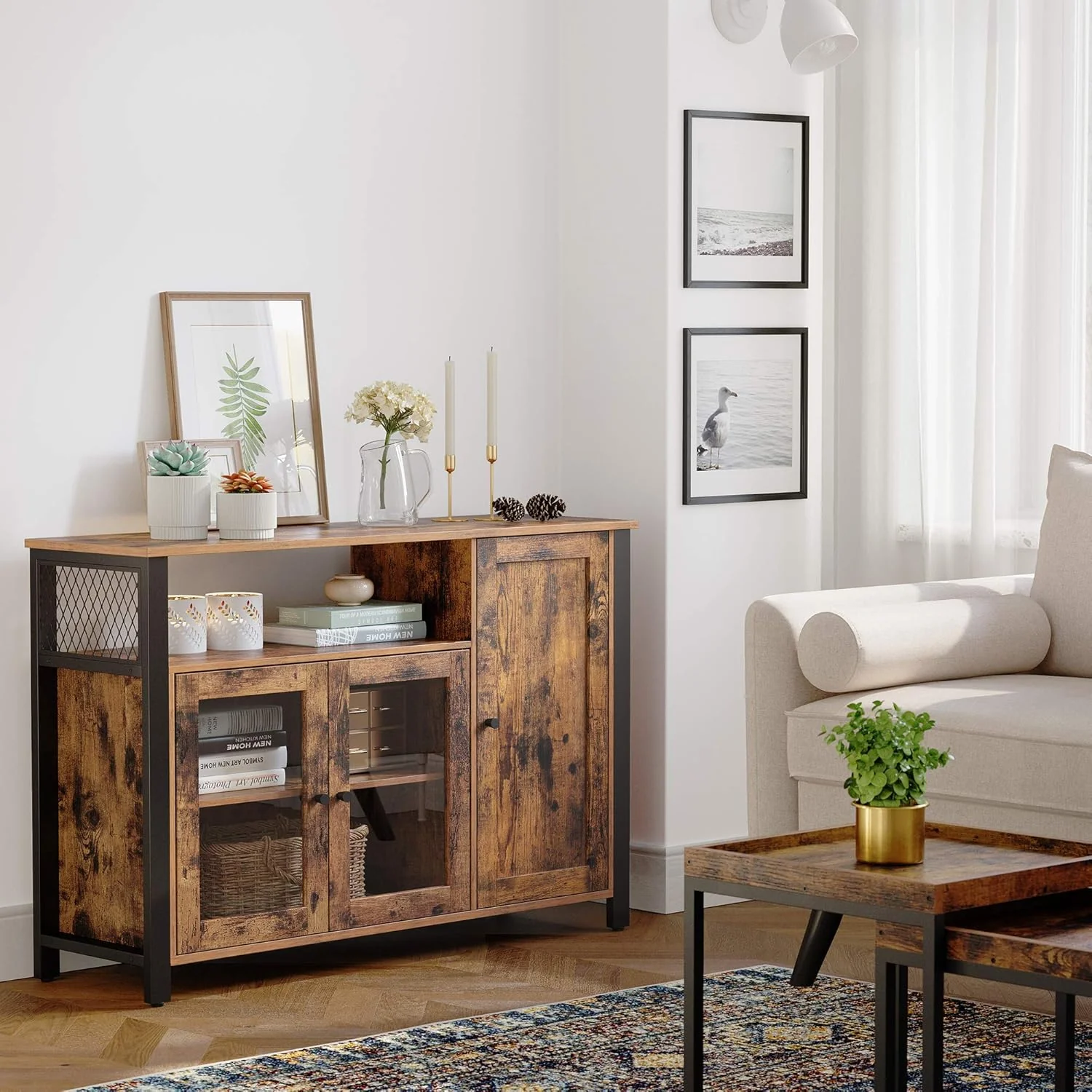 Dressoir – Keukenkast Met 3 Deuren – Opbergkast Voor Woonkamer, Eetkamer Of Keuken – Landelijke Stijl – 110 cm Breed - Image 6
