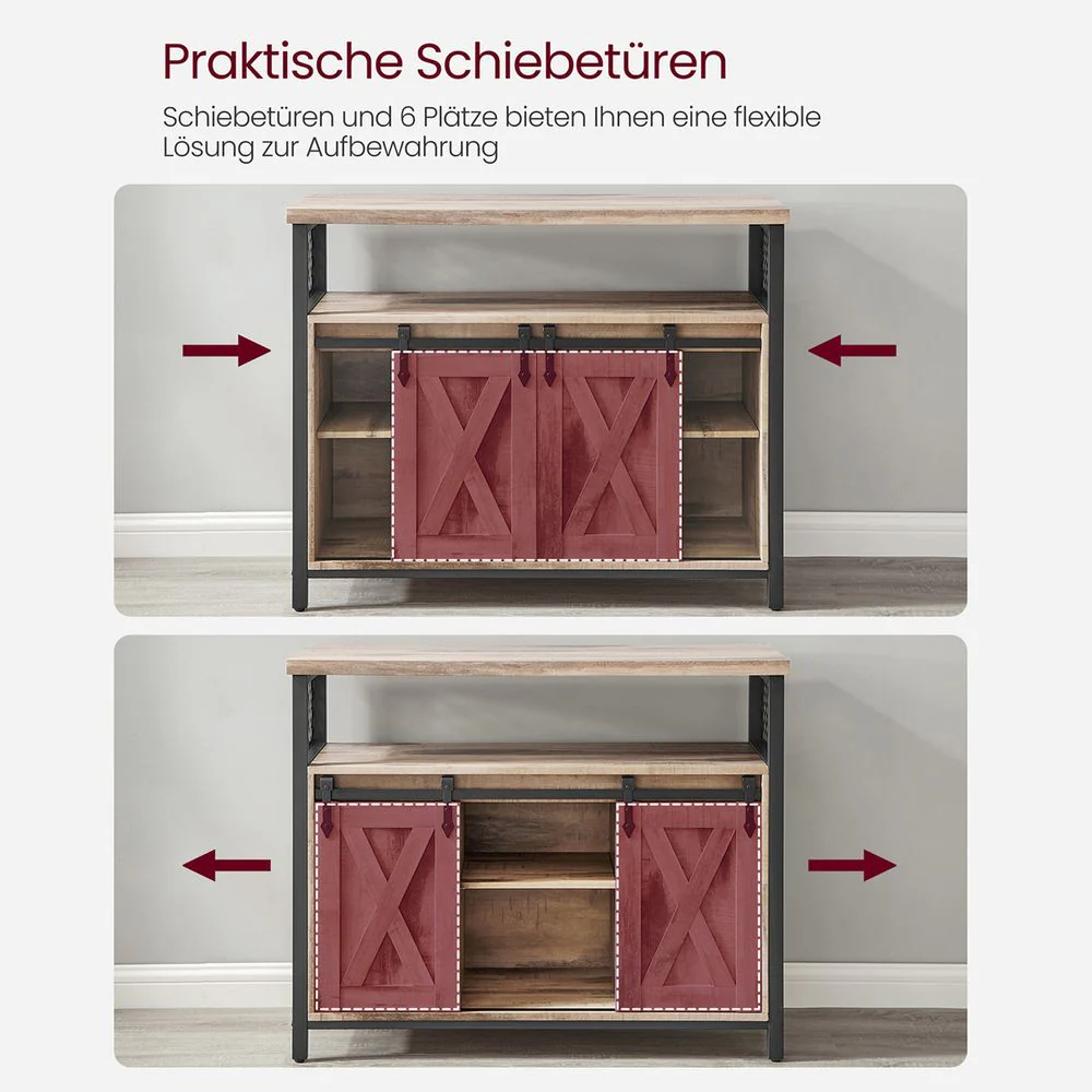 Dressoir met Schuifdeuren - Kast 100 cm breed - Vintage Bruin & Zwart - Image 10