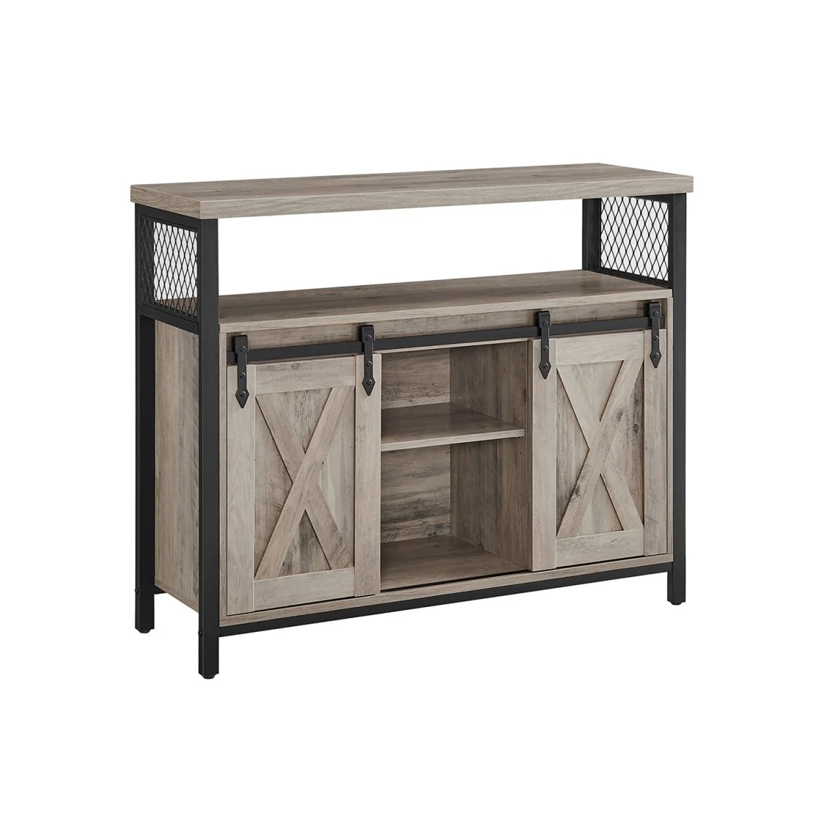 Dressoir met Schuifdeuren - Kast 100 cm breed - Vintage Bruin & Zwart - Image 3