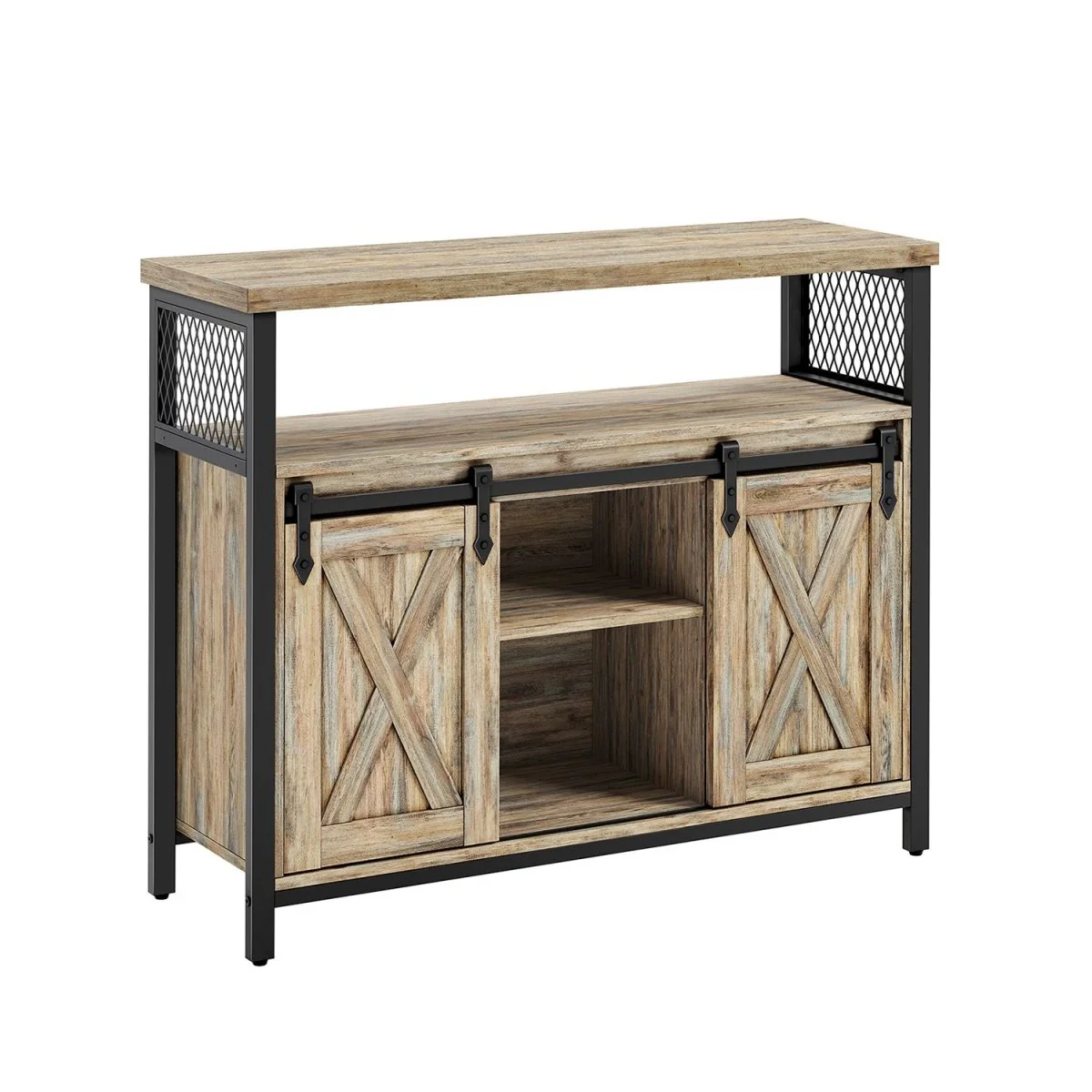 Dressoir met Schuifdeuren - Kast 100 cm breed - Vintage Bruin & Zwart - Image 4