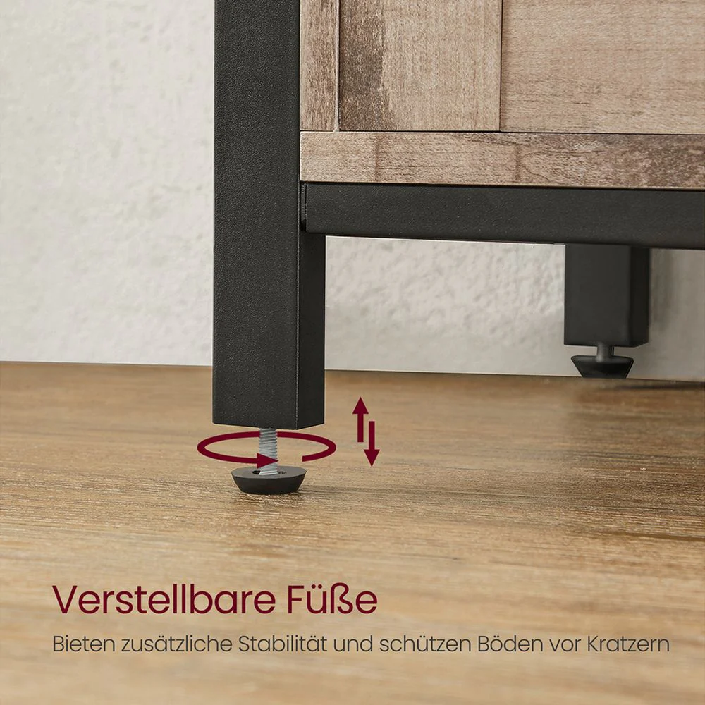 Dressoir met Schuifdeuren - Kast 100 cm breed - Vintage Bruin & Zwart - Image 9