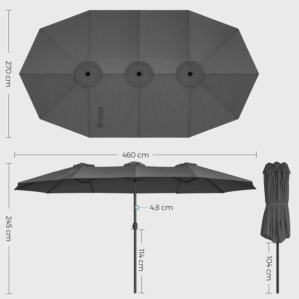 Dubbele Parasol 460 x 270 cm - Extra Groot met UV-Bescherming en Zwengel - Image 6