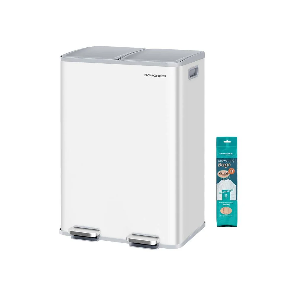 Dubbele Prullenbak 2 x 30L – Staal – Met Pedalen & Uitneembare Binnenemmers - Image 3