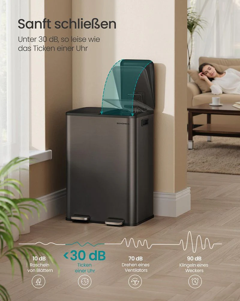 Dubbele Prullenbak 2 x 30L – Staal – Met Pedalen & Uitneembare Binnenemmers - Image 6