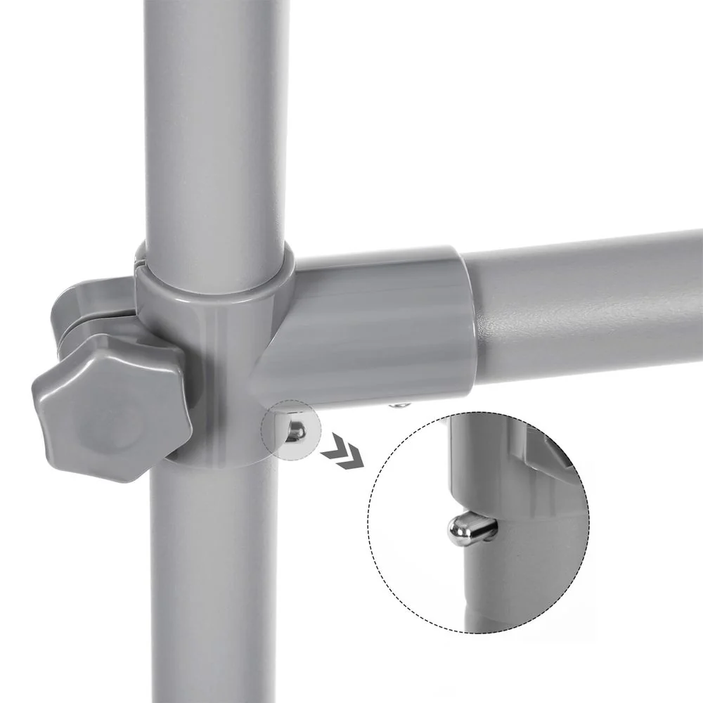 Dubbele Uittrekbare Kledingstandaard met Wielen – Verstelbare Garderobe met Schoenenrek - Image 5