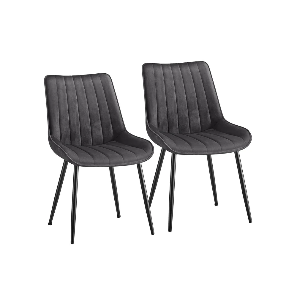 Eetkamerstoel Set Van 2 – Ergonomisch Ontwerp – Comfortabele Bekleding – Stalen Poten - Image 2
