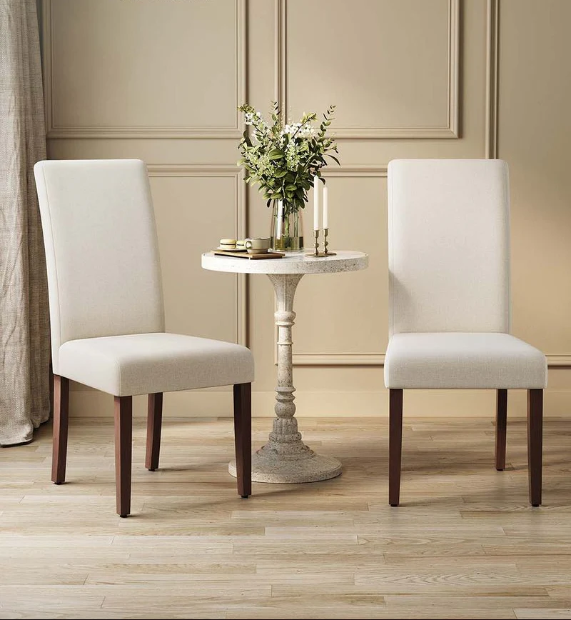 Eetkamerstoelen Set van 2 – Gestoffeerde Zitting – Houten Poten – Ergonomische Rugleuning – Klassiek Design - Image 3