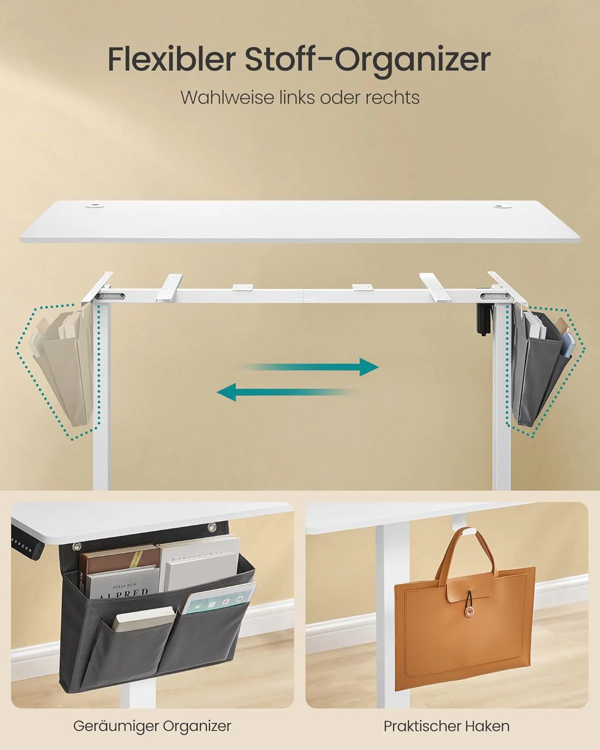 Elektrisch in Hoogte Verstelbaar Bureau – 4 Geheugenstanden – USB-C Snellader - 120 t/m 180 x 80 cm - Image 15