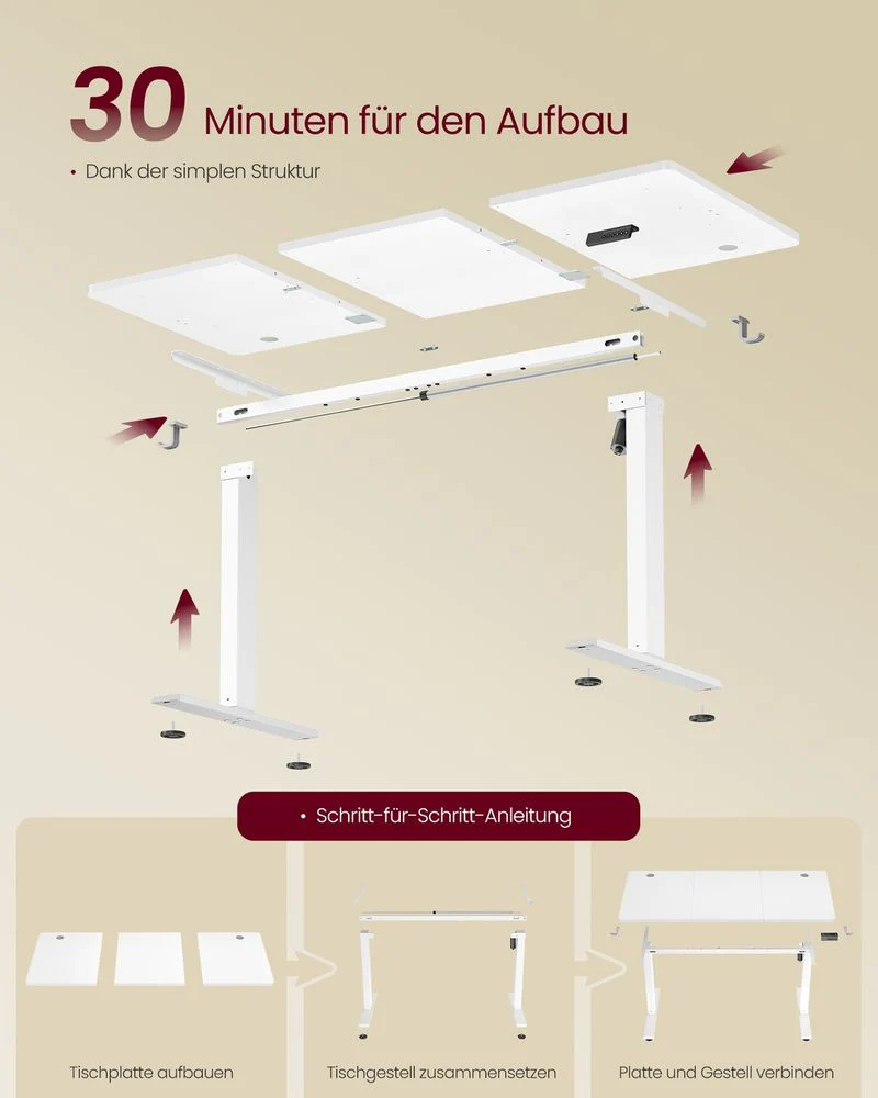 Elektrisch Verstelbaar Bureau – Zit-Sta Bureau – 72 tot 120 cm – Geheugenfunctie – Kabelbeheer – Industrieel Design - Image 7