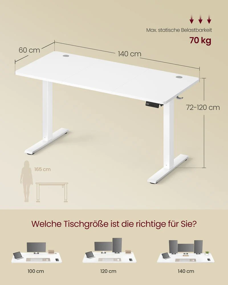 Elektrisch Verstelbaar Bureau – Zit-Sta Bureau – 72 tot 120 cm – Geheugenfunctie – Kabelbeheer – Industrieel Design - Image 8