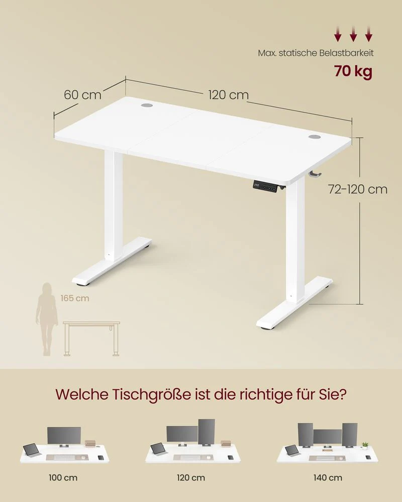 Elektrisch Verstelbaar Bureau – Zit-Sta Bureau – 72 tot 120 cm – Geheugenfunctie – Kabelbeheer – Industrieel Design - Image 9