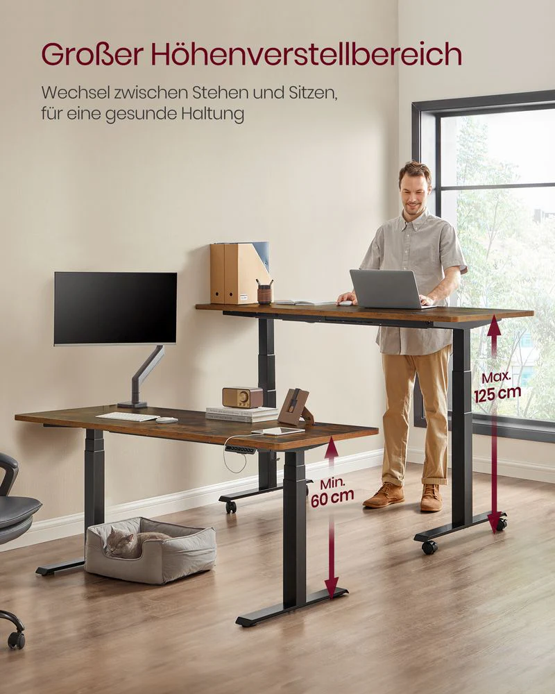 Elektrisch Zit-Sta Bureau Onderstel – Dubbele Motor – Verstelbaar in Hoogte en Breedte – Tot 100 kg Draagvermogen – Met Controller, USB-poort en Wielen - Image 5