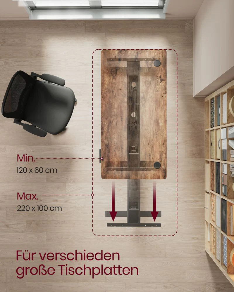 Elektrisch Zit-Sta Bureau Onderstel – Dubbele Motor – Verstelbaar in Hoogte en Breedte – Tot 100 kg Draagvermogen – Met Controller, USB-poort en Wielen - Image 6