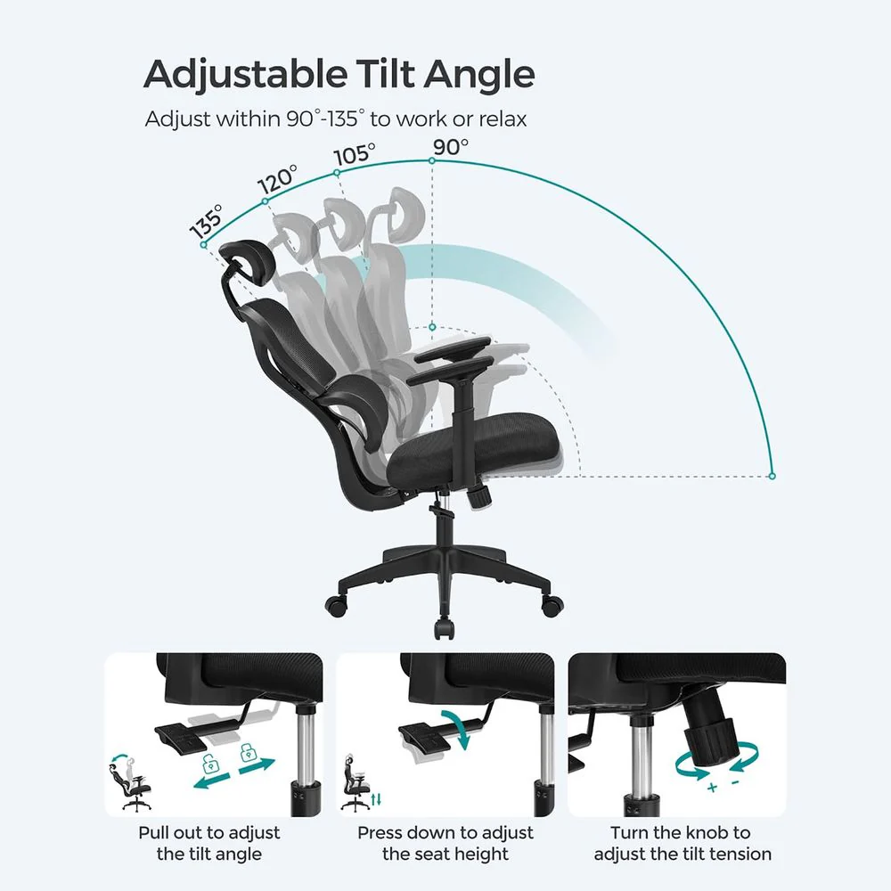 Ergonomische Bureaustoel - Kantoorstoel met Mesh Rugleuning - Ademend - Image 3