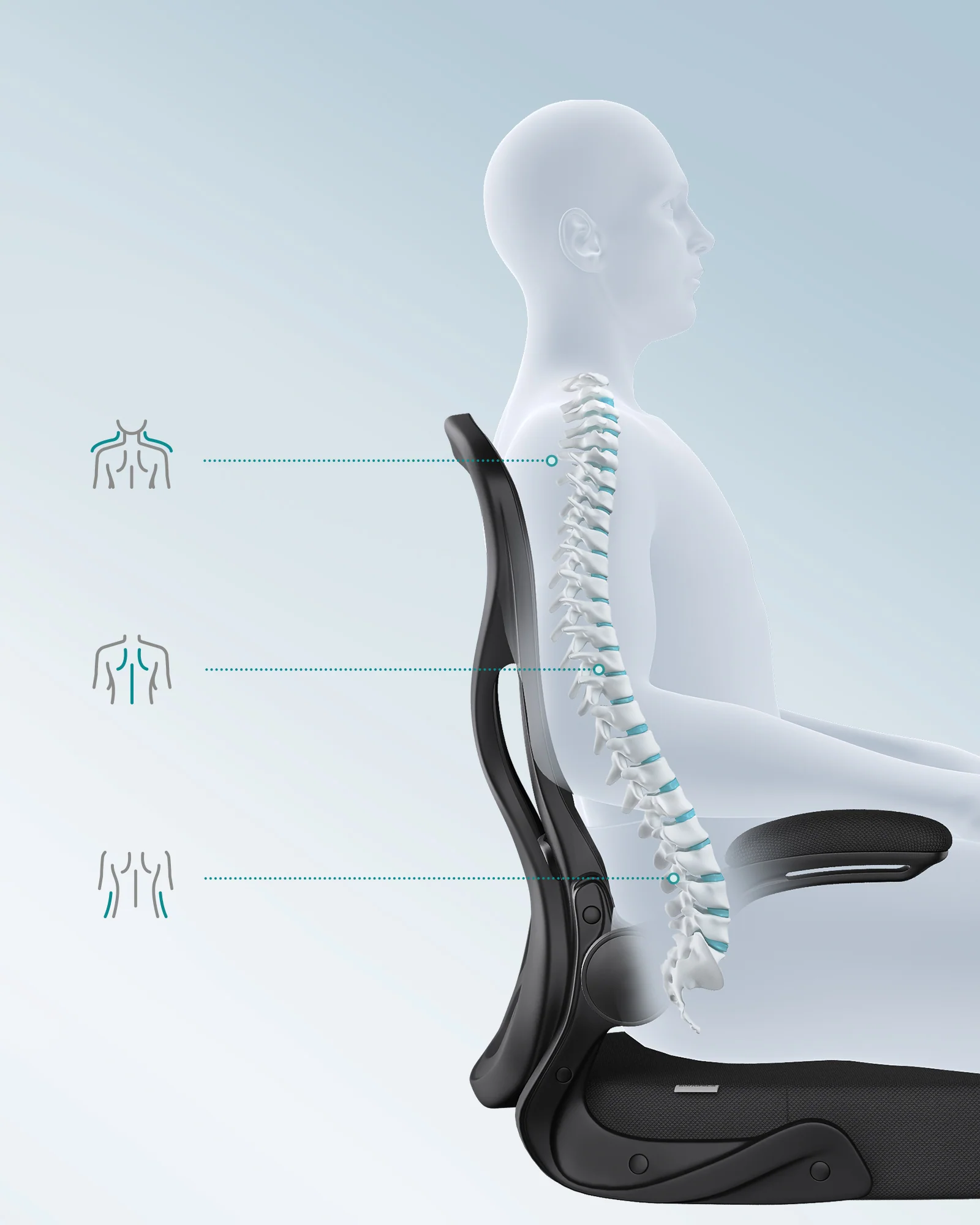 Ergonomische Bureaustoel – In Hoogte Verstelbaar – Inklapbare Armleuningen – Ademend Netstof - Image 7
