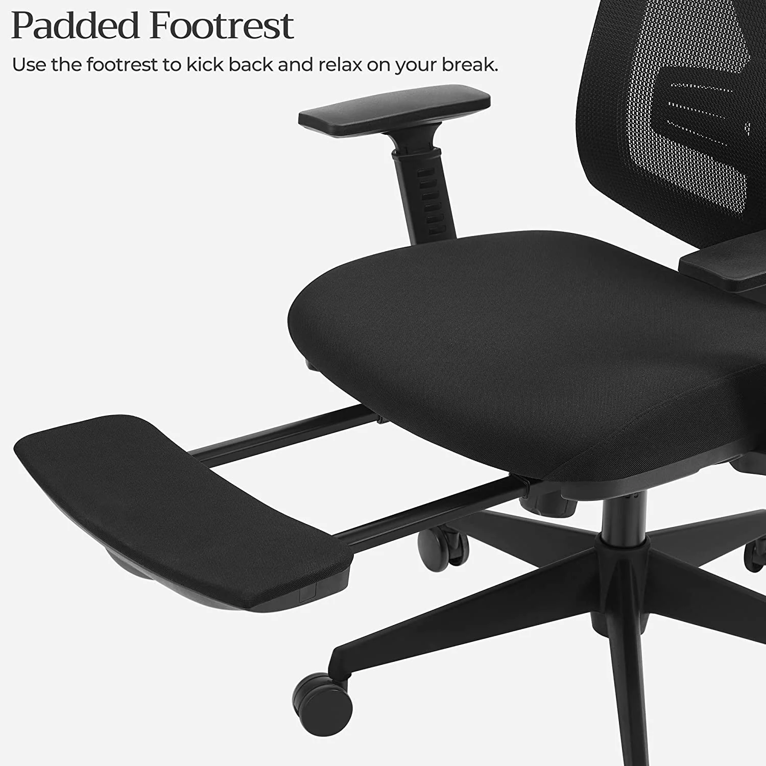 Ergonomische Bureaustoel met Voetensteun – Mesh Rugleuning – Verstelbare Lendensteun en Hoofdsteun – 150 kg Draagvermogen - Image 2