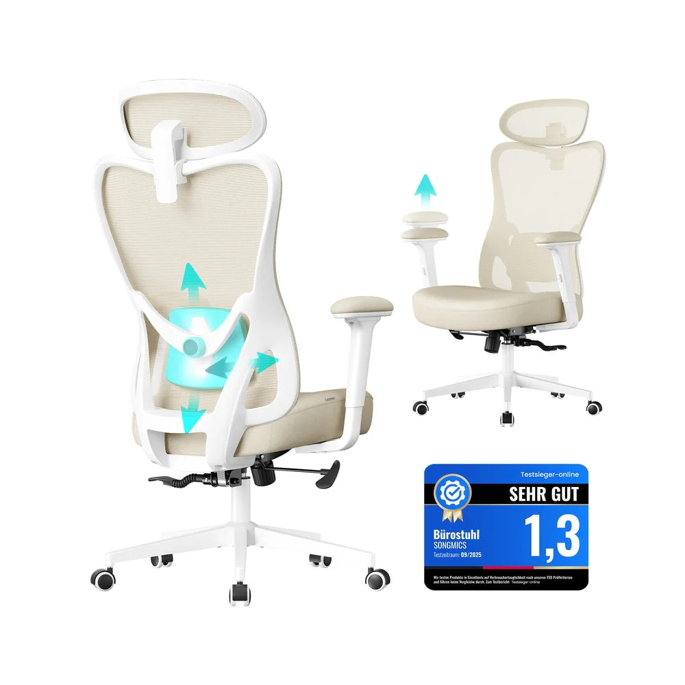 Ergonomische Bureaustoel – Verstelbare Lendensteun – Ademend Netweefsel – Kantelfunctie – Draagvermogen 150 kg - Image 3