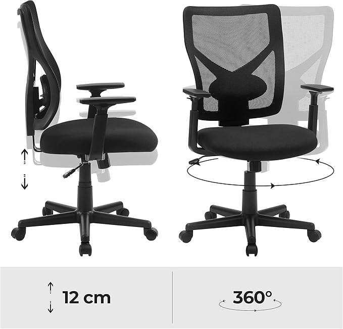 Bureaustoel - Ergonomische Kantoorstoel met Kantelmechanisme - Verstelbare armleuningen - Mesh - Image 4