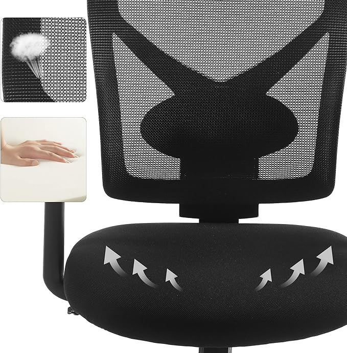 Bureaustoel - Ergonomische Kantoorstoel met Kantelmechanisme - Verstelbare armleuningen - Mesh - Image 5
