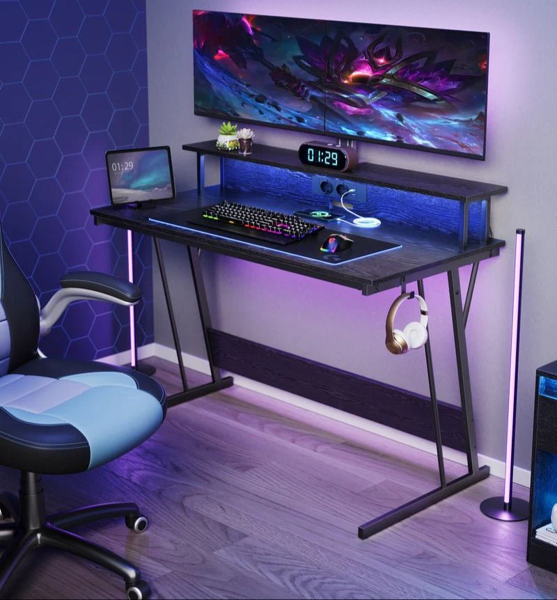 Gamebureau met LED - Gaming Tafel met Stopcontact en USB-aansluiting - Image 4