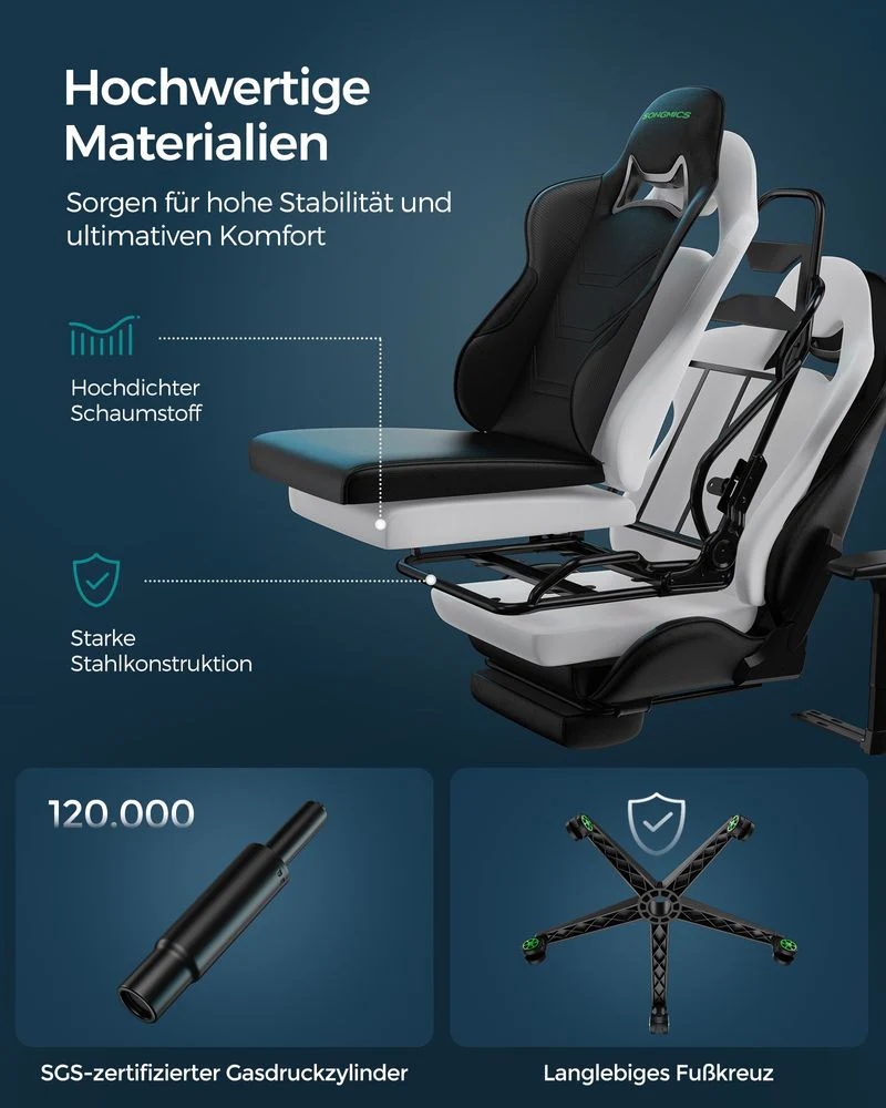 Gaming Bureaustoel – Ergonomisch Verstelbaar – Met Voetensteun & Kantelfunctie – Belastbaar tot 150 kg - Image 5
