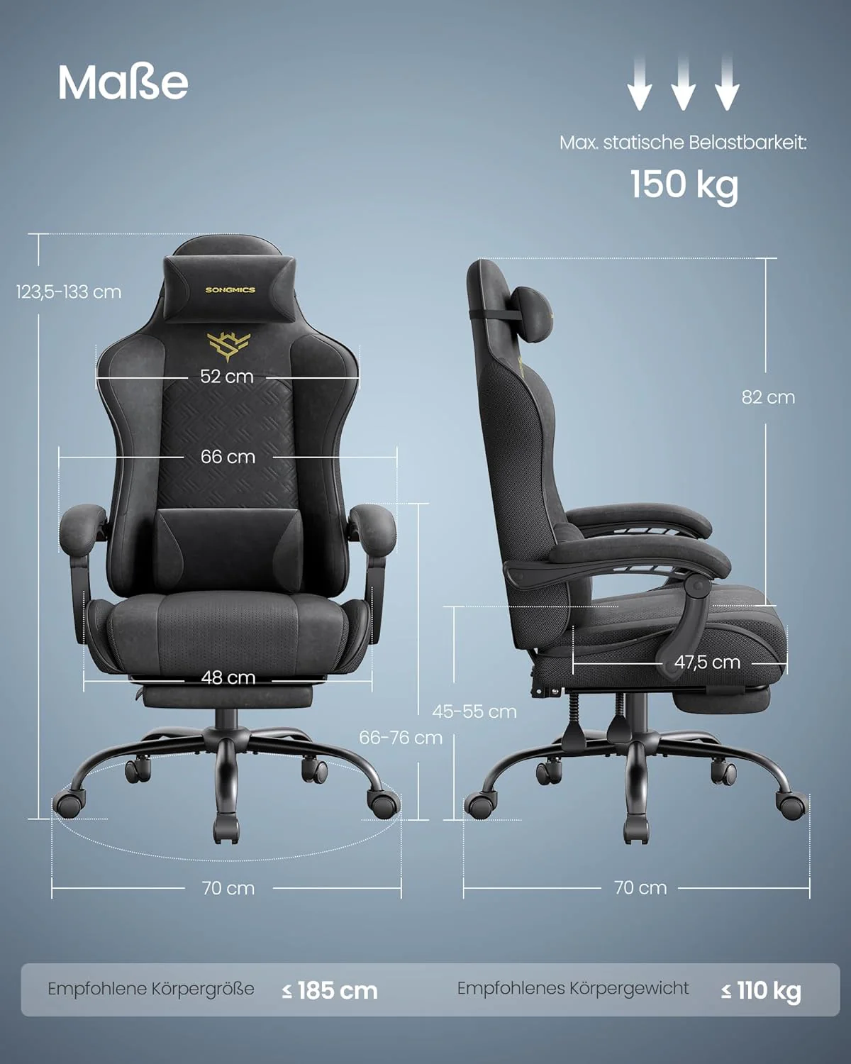 Gamingstoel – Ergonomische Bureaustoel met Voetsteun en Synchroonmechanisme - Compleet Verstelbaar - Image 3