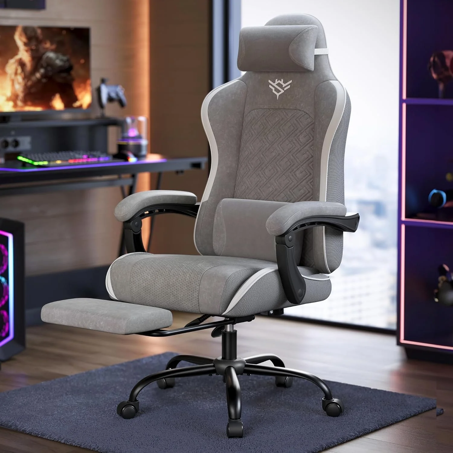 Gamingstoel – Ergonomische Bureaustoel met Voetsteun en Synchroonmechanisme - Compleet Verstelbaar - Image 4