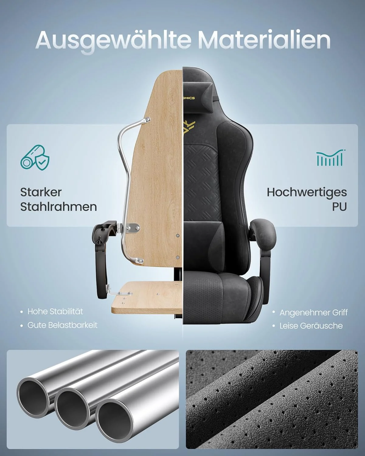 Gamingstoel – Ergonomische Bureaustoel met Voetsteun en Synchroonmechanisme - Compleet Verstelbaar - Image 7