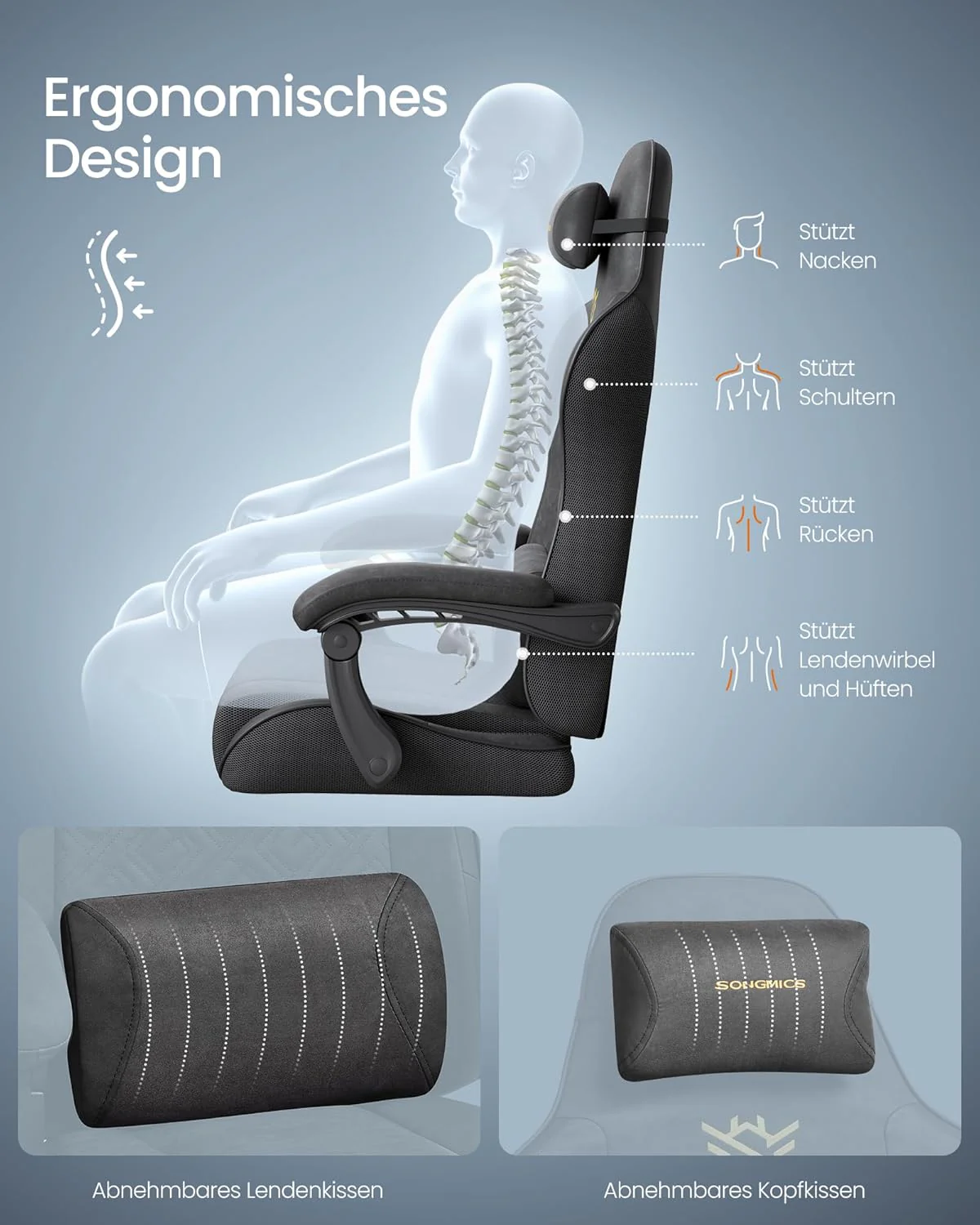 Gamingstoel – Ergonomische Bureaustoel met Voetsteun en Synchroonmechanisme - Compleet Verstelbaar - Image 8