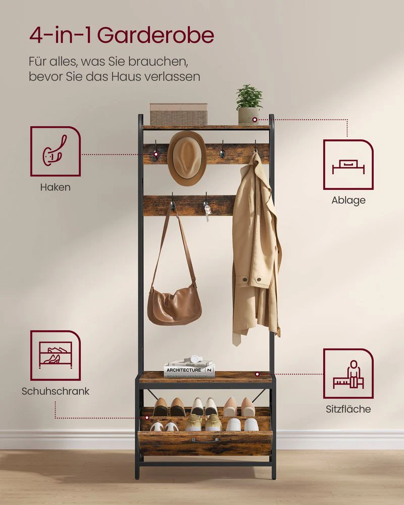 Multifunctionele halgarderobe met schoenenkast - Kapstok - Image 3